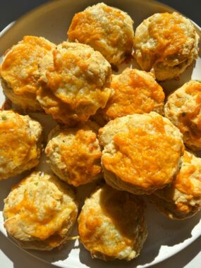 These Gluten-free Cheddar Biscuits take just 15 minutes to make and they are perfectly buttery, flakey and have the most delicious flavor to them.
