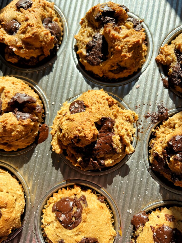 These Bakery-Style Chocolate Chip Muffins are a delicious one-bowl gluten-free muffin recipe. They're soft, moist and have a delicious crackly muffin top.