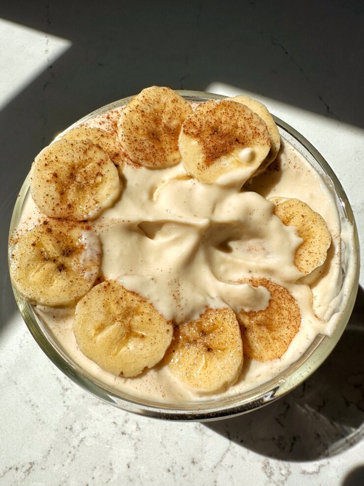 This Cottage Cheese Banana Pudding is packed with protein, takes 5 minutes to make and is a delicious healthy pudding to snack on.