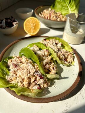 These Chicken Caesar Lettuce Wraps have quickly become my favorite lunch. They take 5 minutes to prep, are made with all gluten-free ingredients and are healthy and delicious.