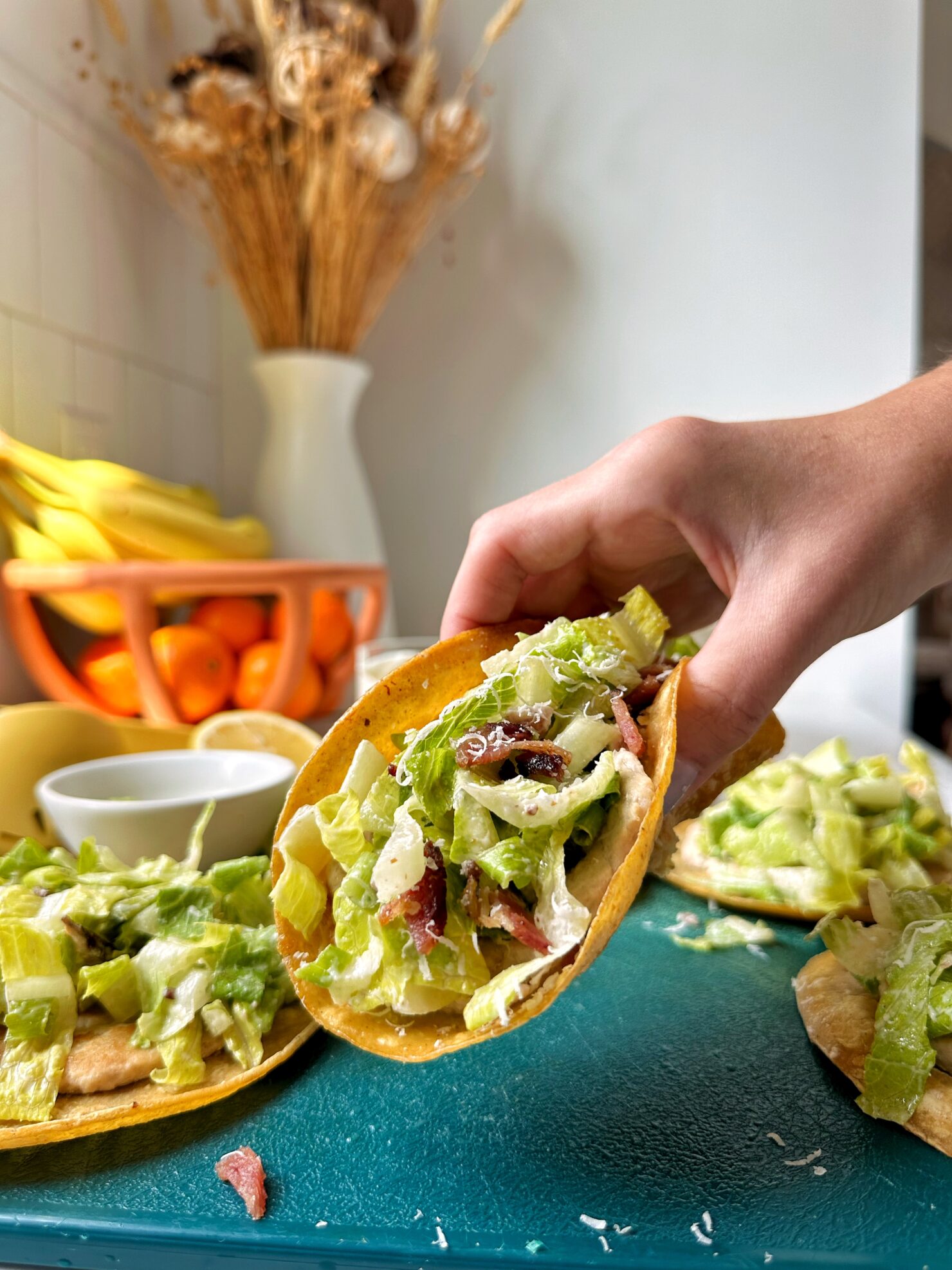 Smashed Chicken Caesar Tacos RachLmansfield smashed-chicken-caesar-tacos-rachlmansfield