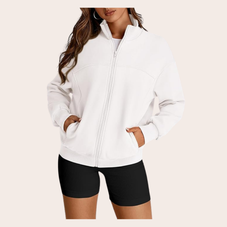 White Zip Up Sweatshirt