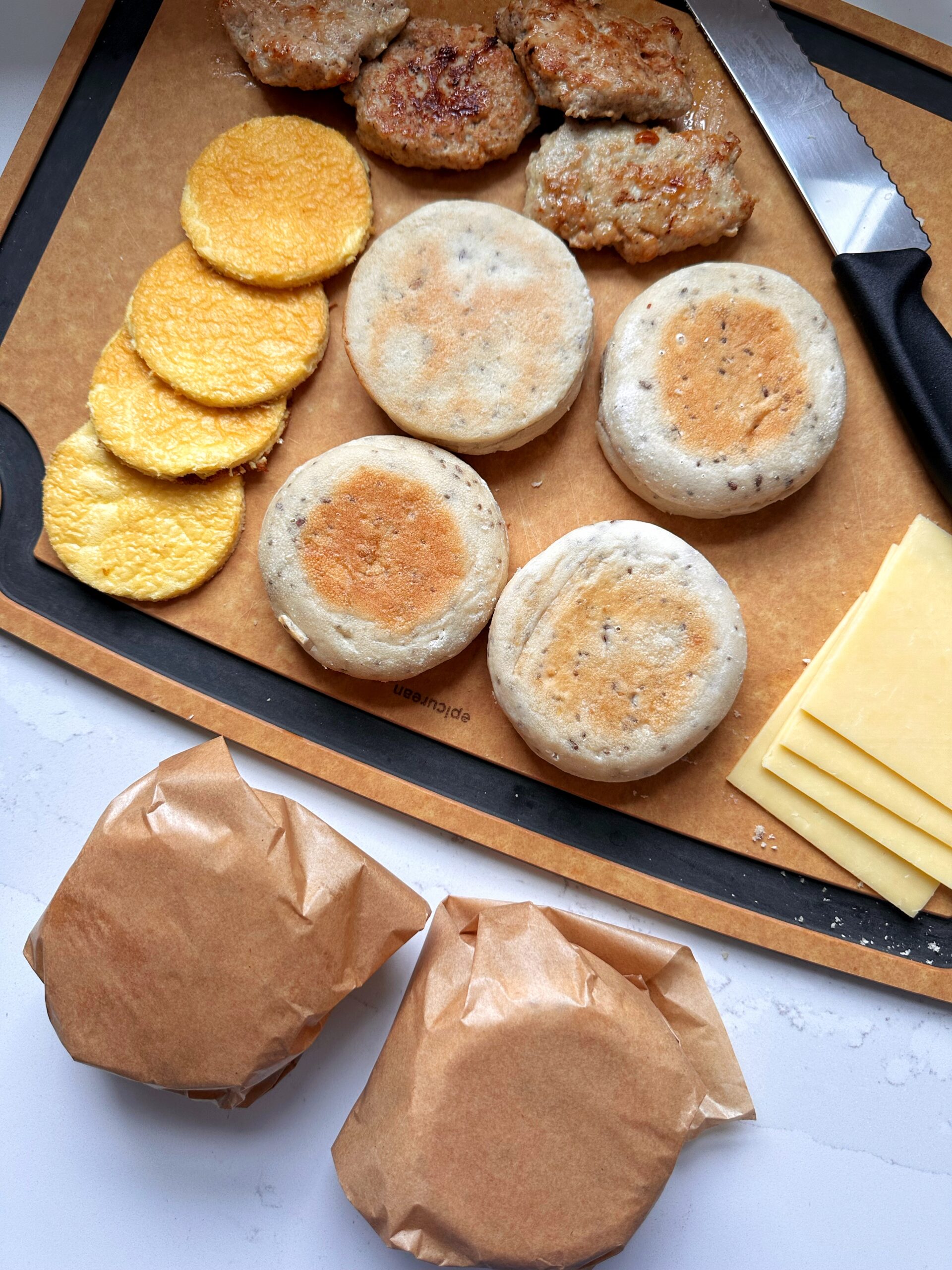 High Protein Maple Chicken Sausage Breakfast Sandwiches